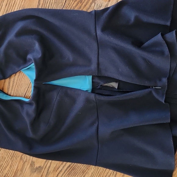 Tahari Navy Blue Top with Peplum  M - Picture 3 of 7